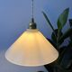Suspension vintage conique en verre blanc
