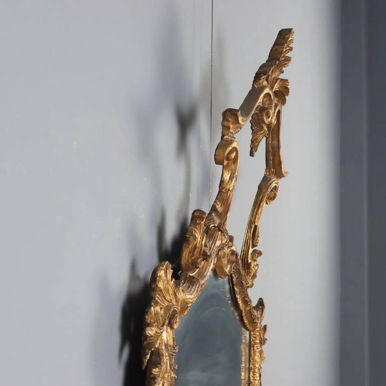 Antique carved and gilded wooden mirror, Italy, 19th century