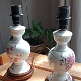 Pair of floral pattern bedside lamps