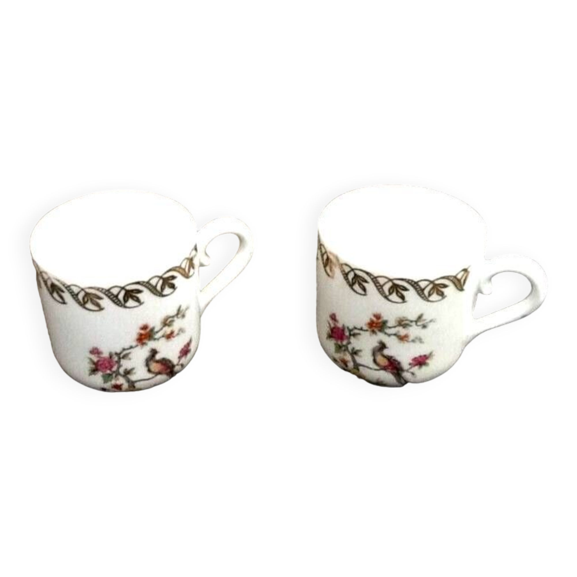 Two PL coffee cups (Limousine Porcelain) the crowned swallow