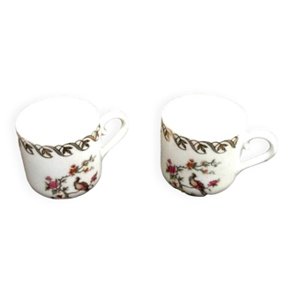 Two PL coffee cups (Limousine Porcelain) the crowned swallow