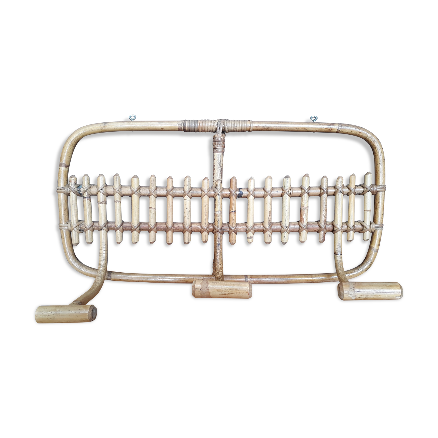 Rattan and bamboo coat rack of the 60s