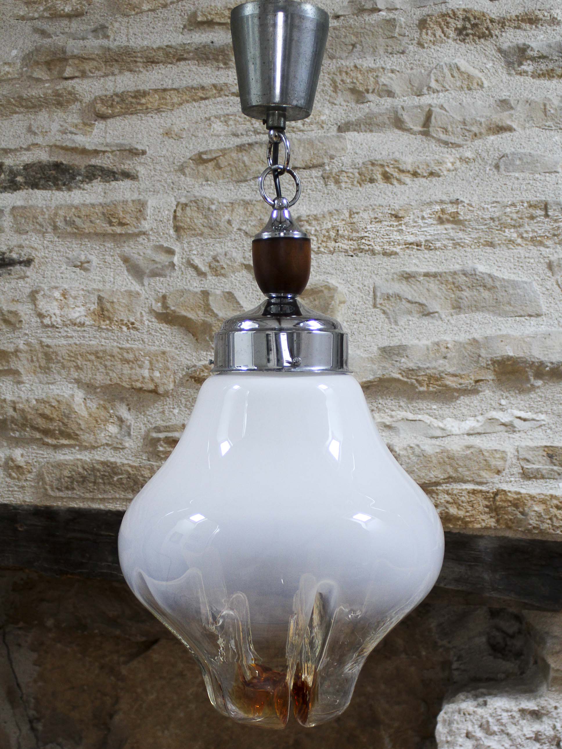 Mazzega glass pendant lamp 70s