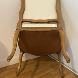 Regency style armchairs in wood and ecru skai