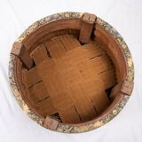 Upholstered pouf in verdure tapestry style, France, late 19th century.