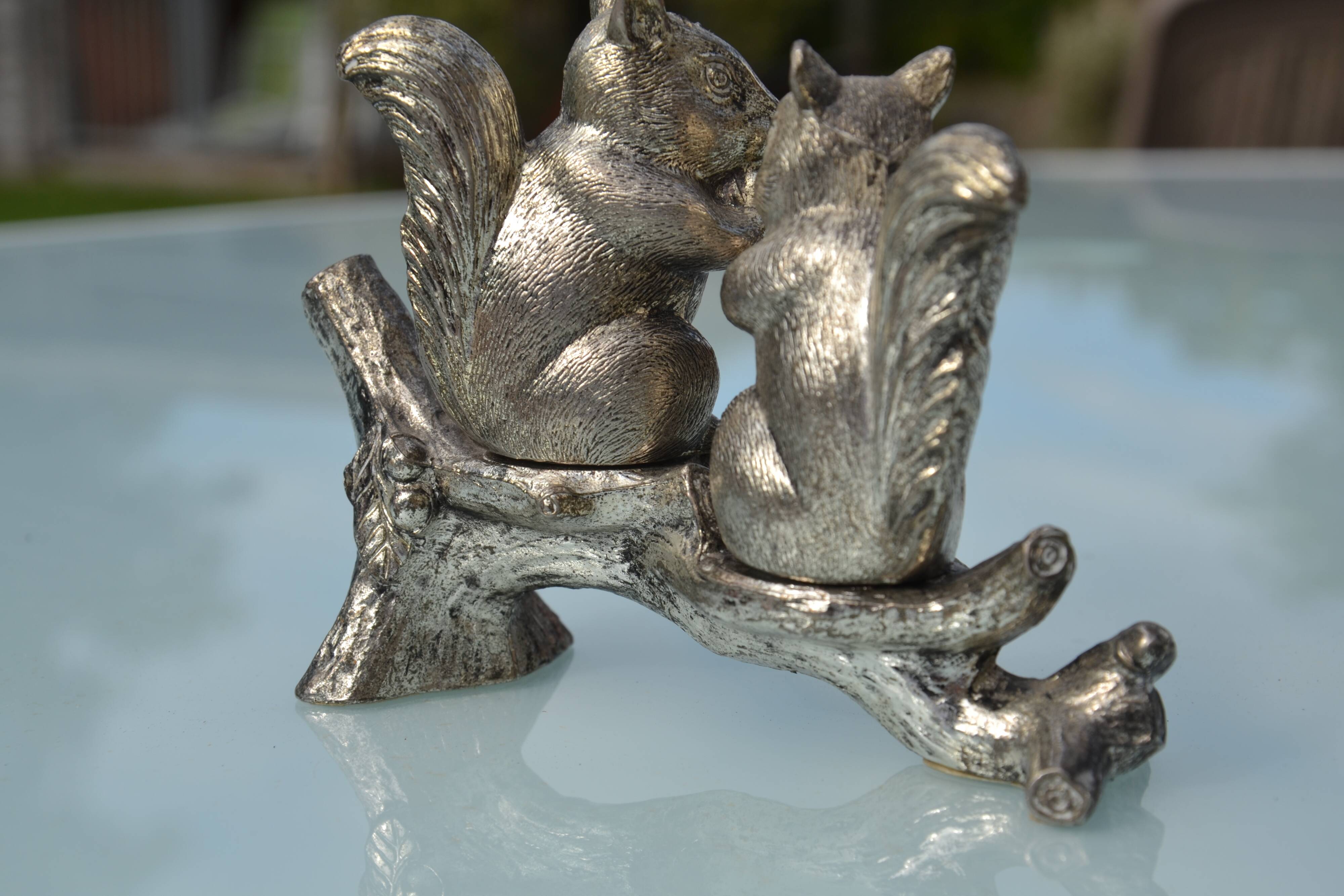 Silver-plated salt and pepper shakers "squirrel"