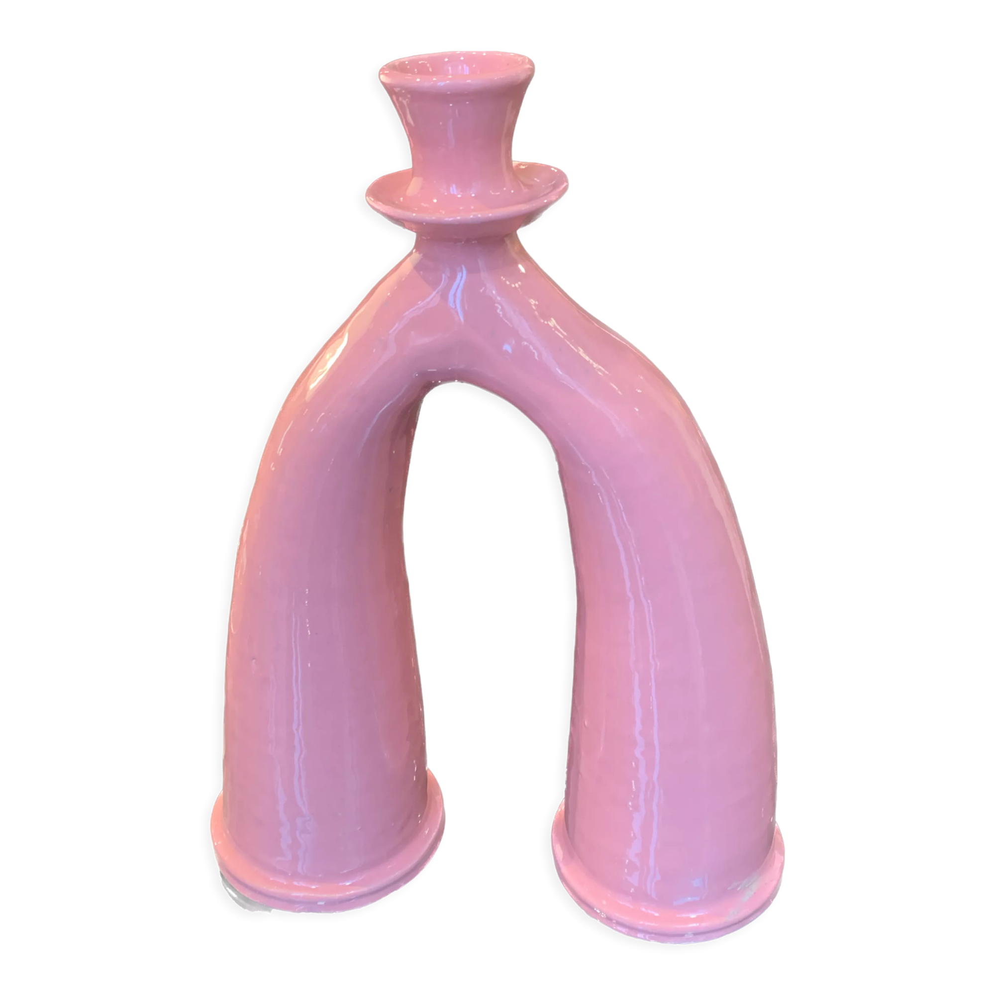 Vintage Mediterranean ceramic candlestick vase