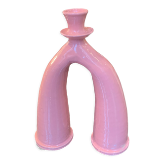 Vintage Mediterranean ceramic candlestick vase