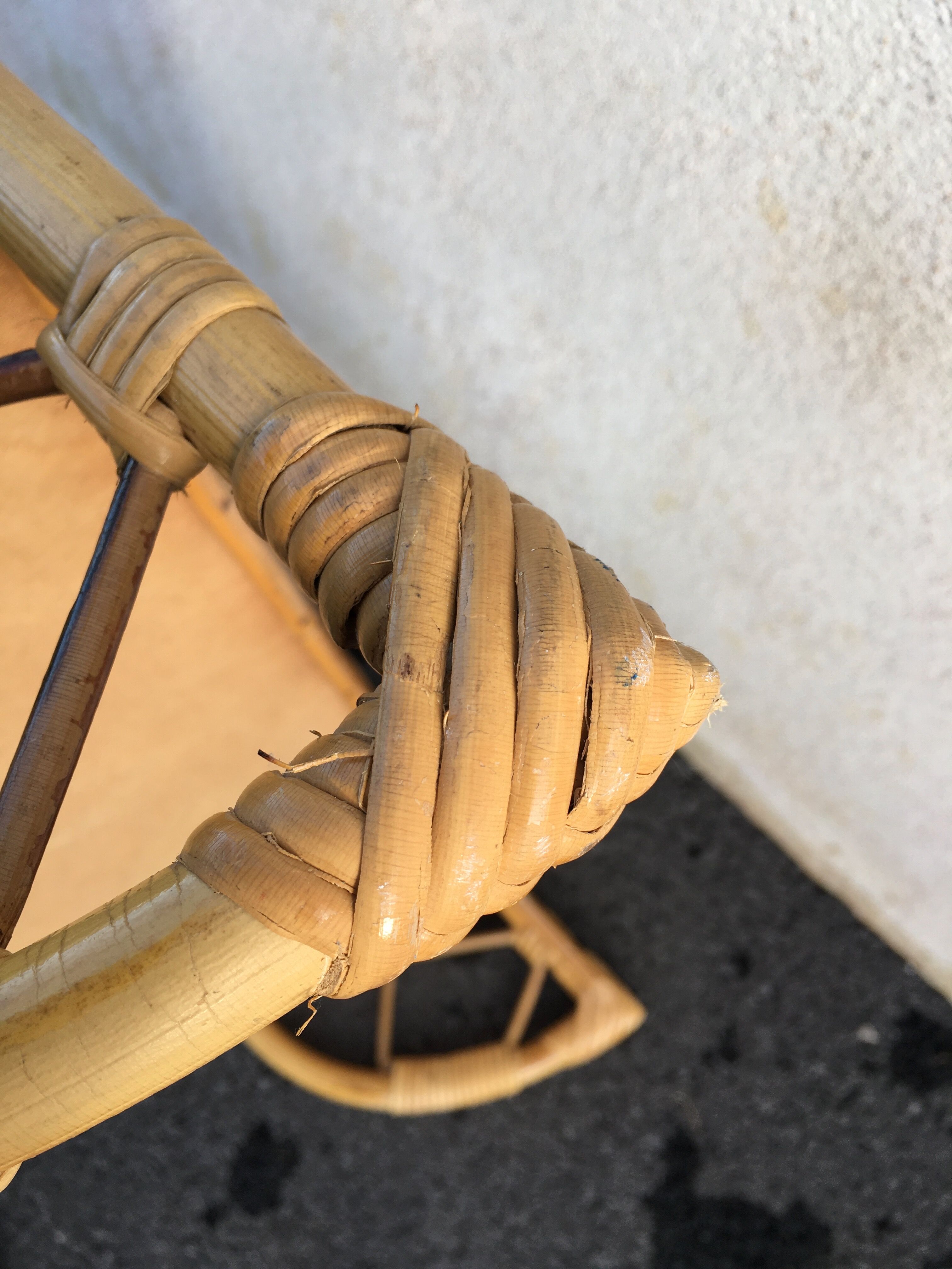 Vintage rattan wall shelf