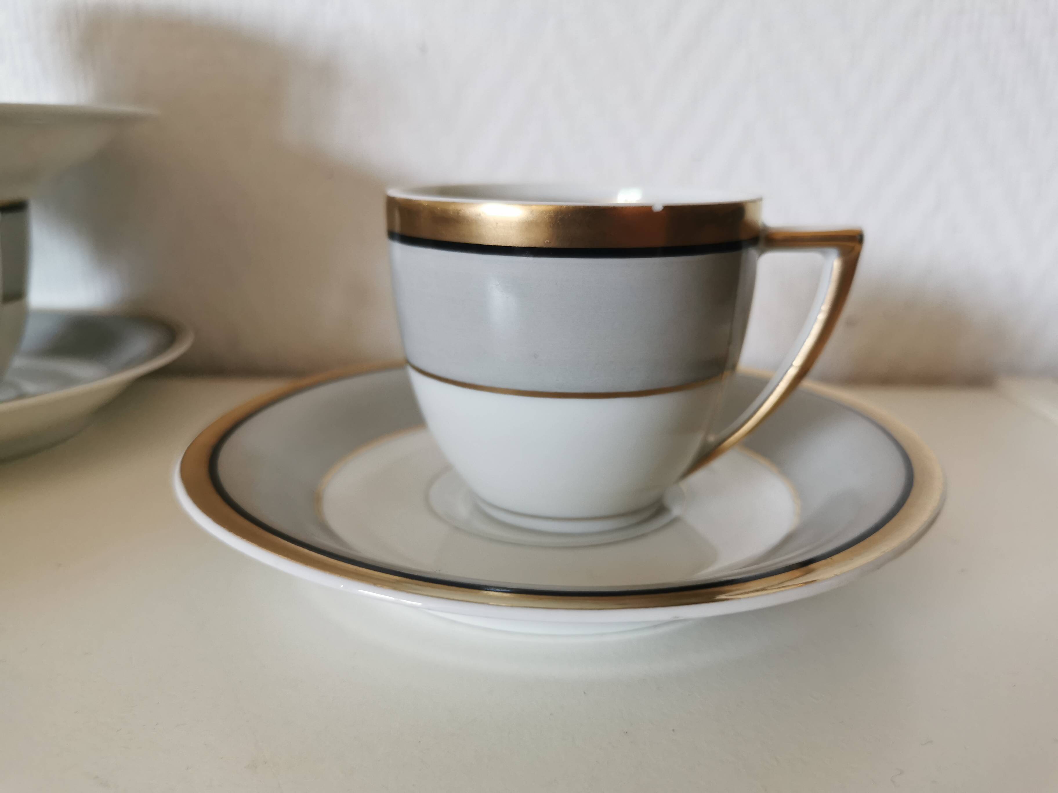LIMOGES Gaston Sailly coffee service, white, gray and gold