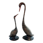 Pair ancient brass birds