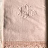 Old linen and cotton sheet dyed in tea pink