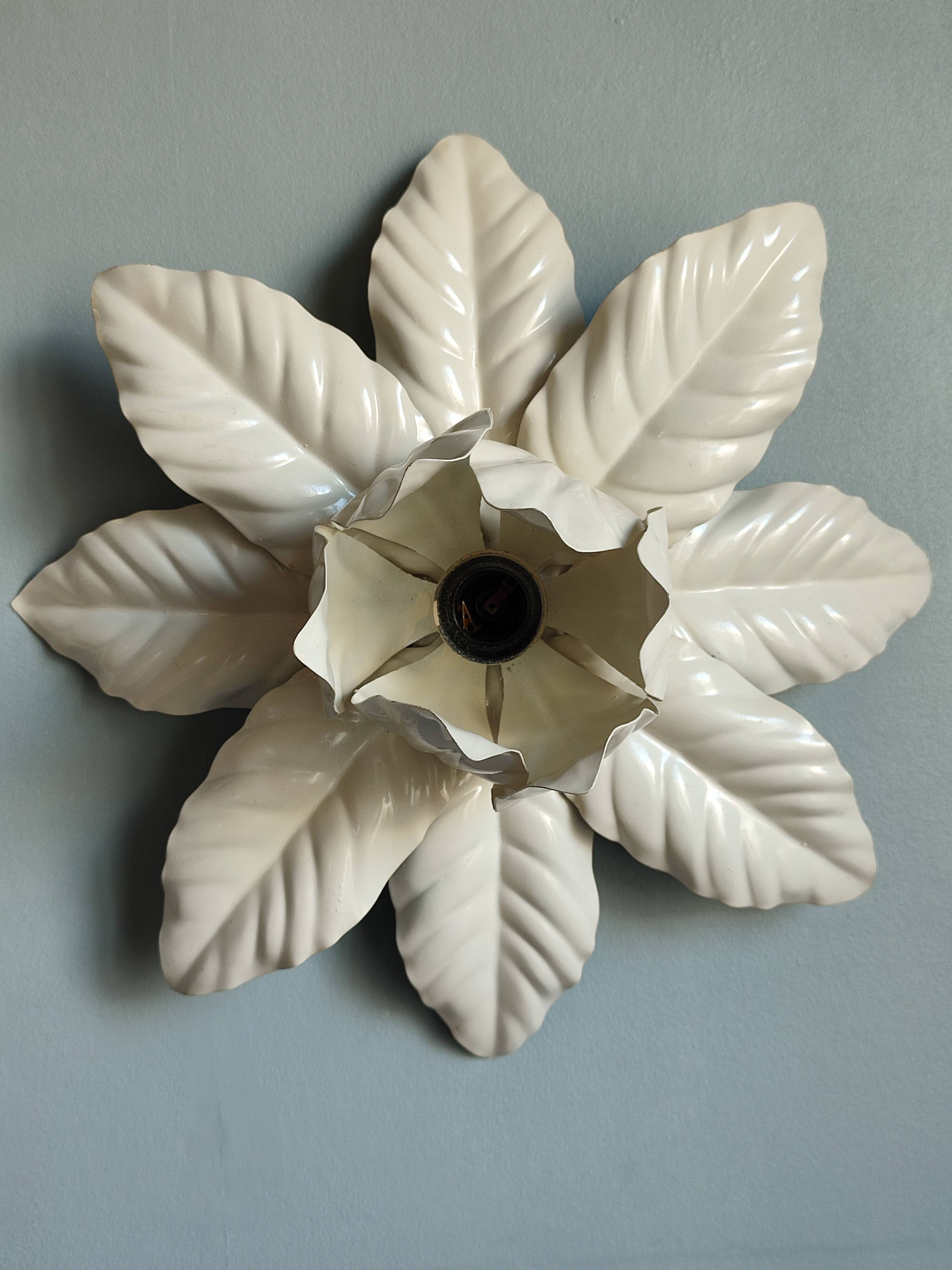 Pair of vintage white metal wall lamps/ceiling lamps