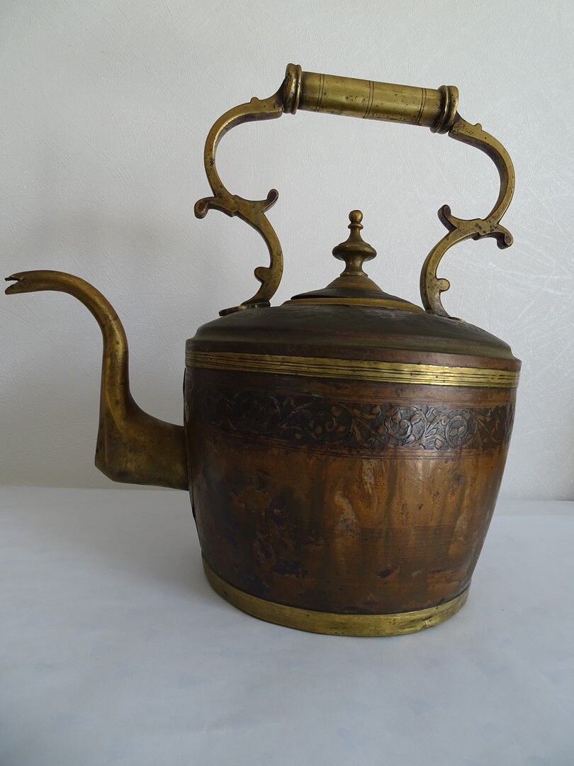 Copper and brass kettle