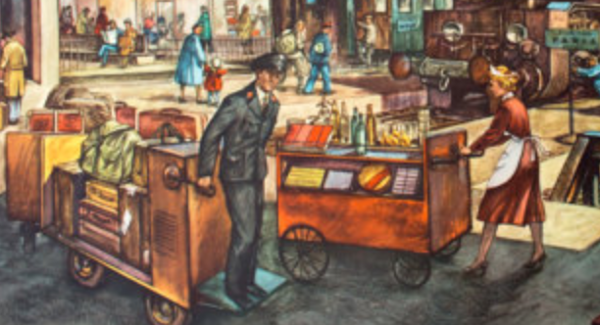 Affiche mural de l’école ''gare'' par Rudolf Dirr publié par Hoffmanndruck Vienne 1956