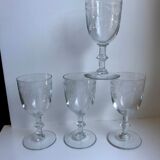 Set of 4 crystal wine glasses engraved 40-50 years