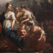Antique Venetian painting from the 18th century, Moses saved from the water