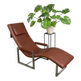 Ralph lauren leather & chrome lounge chair - usa 1990's