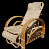 Vintage Rattan and Bamboo Chaise Longue from the 60s Italy