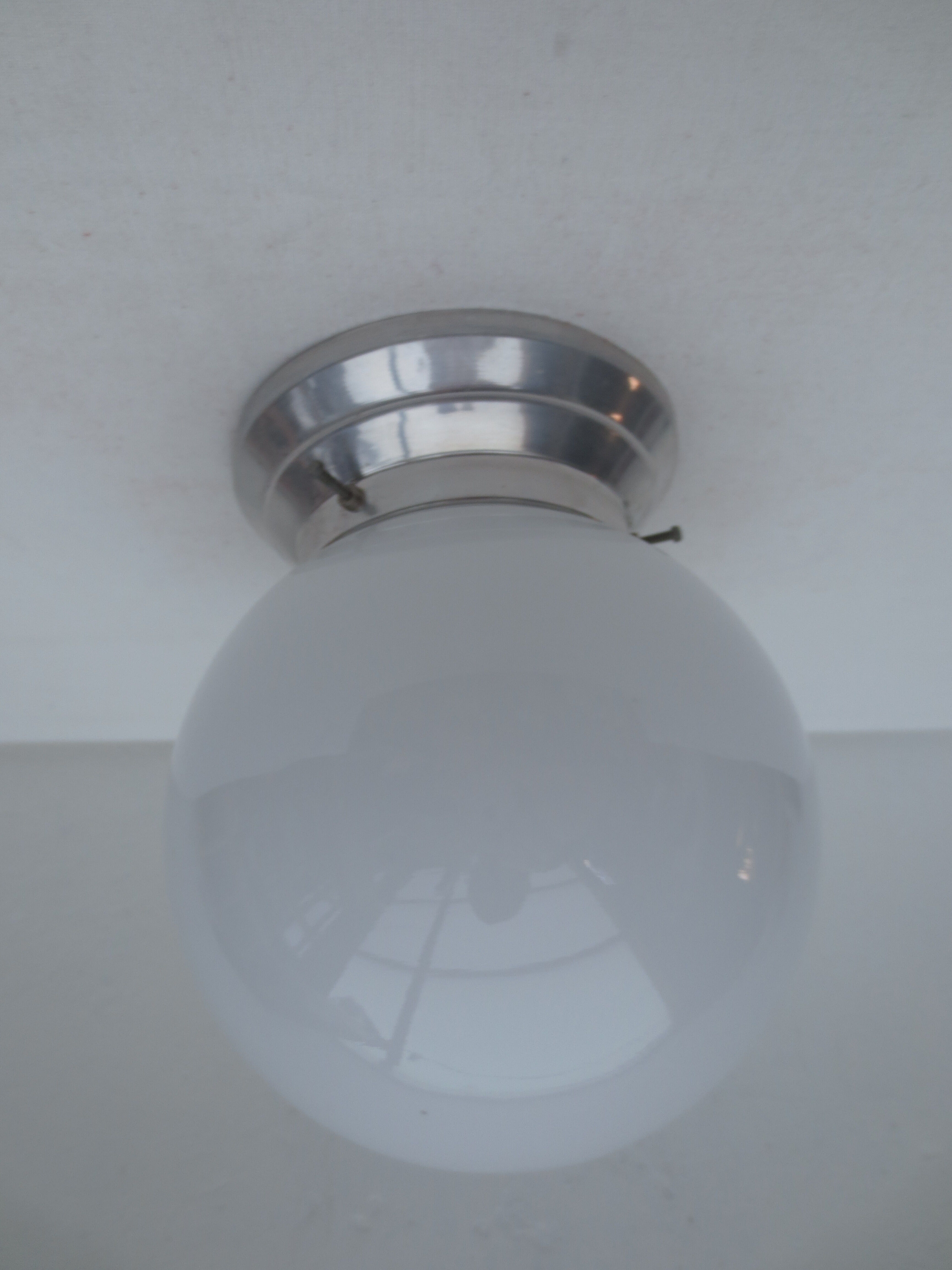 Old wall or ceiling wall lamp, white opal globe