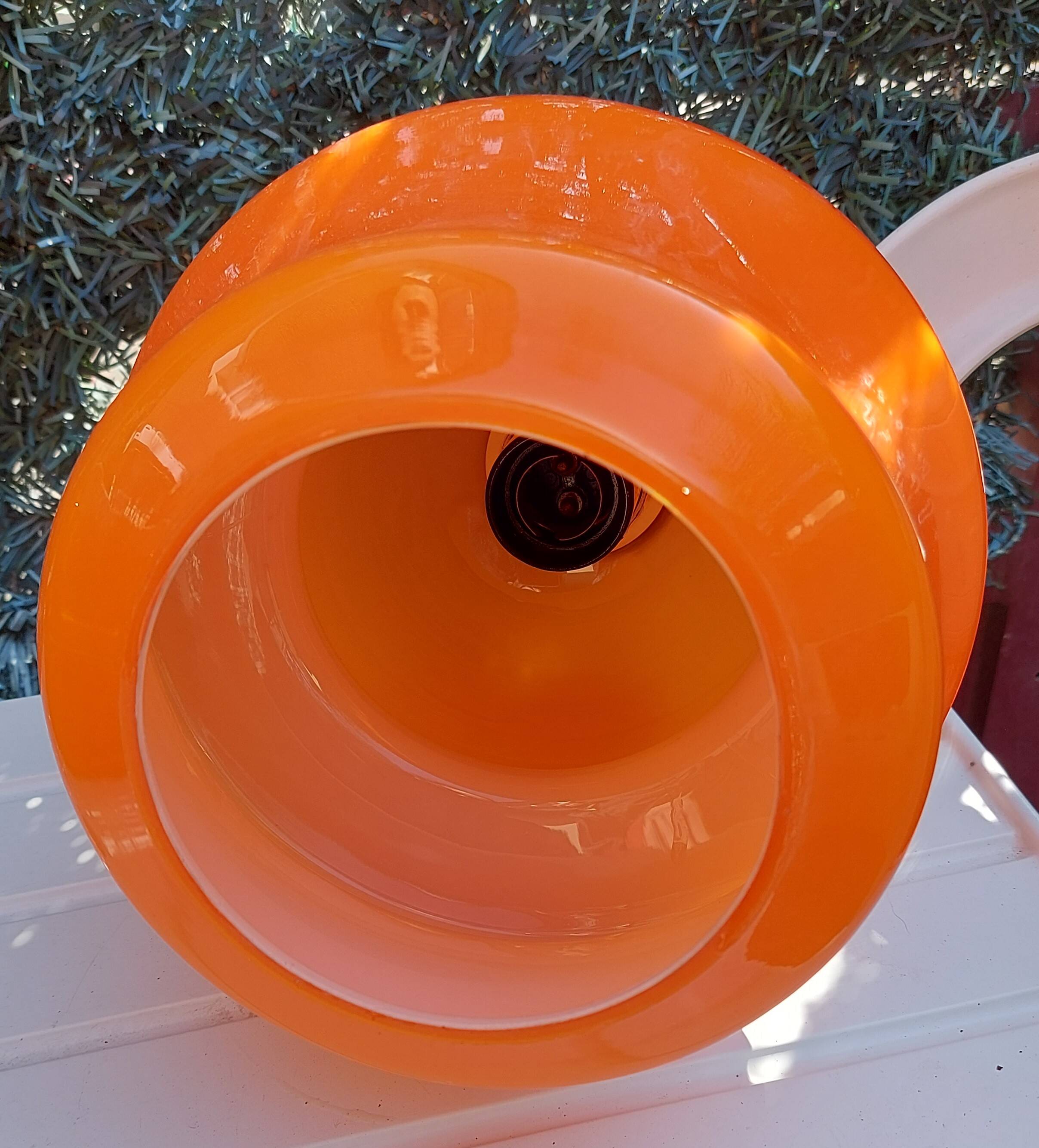 Orange opaline ceiling lamp suspension 1970