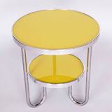 Petite table jaune, kovona, chrome, tchéquie, années 1930