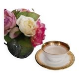 Limoges porcelain tea or chocolate cup, green and gold