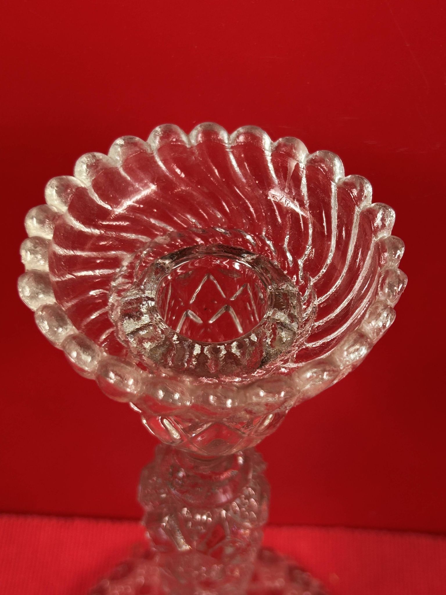 chandelier Pair of large glass moulded candlesticks 23 cm