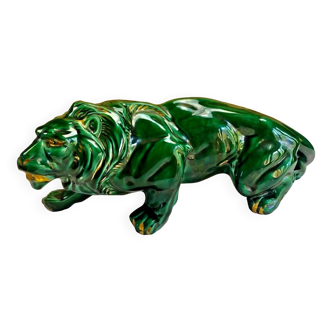 Statue lion Art Déco craquelé St Clément