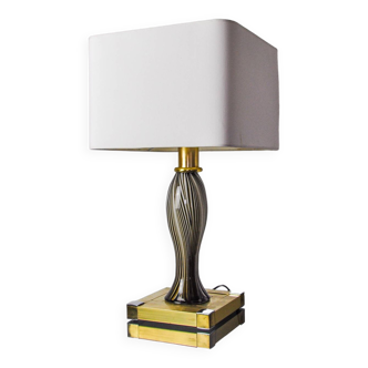 Bd Lumica table lamp, murano glass and brass, Italy, 1970