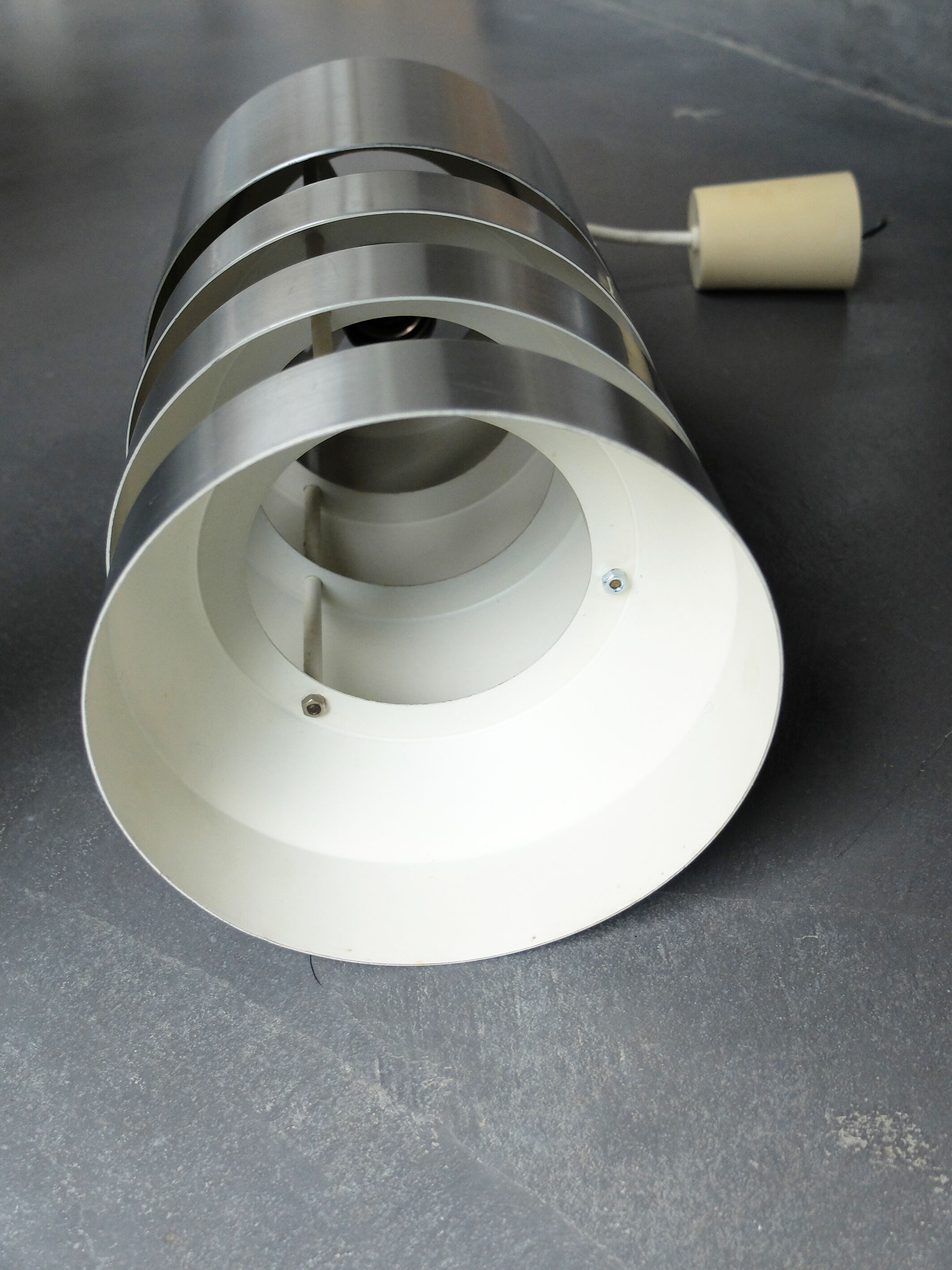 Brushed Aluminum hanging lamp, Germany, 1960s