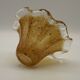 French vintage brown glass replacement shade with a clear frilled edge.