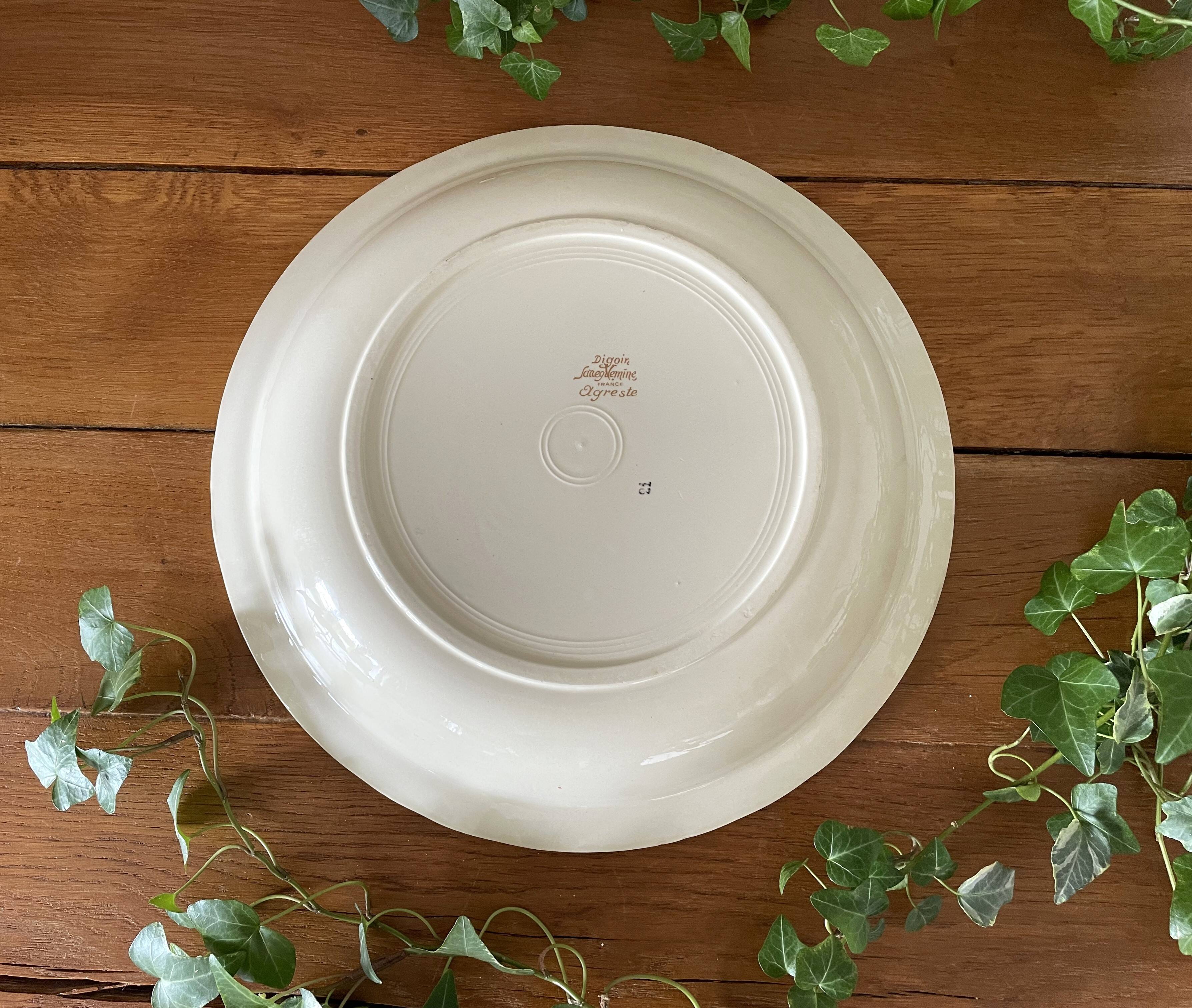 Large antique Sarreguemines earthenware salad bowl
