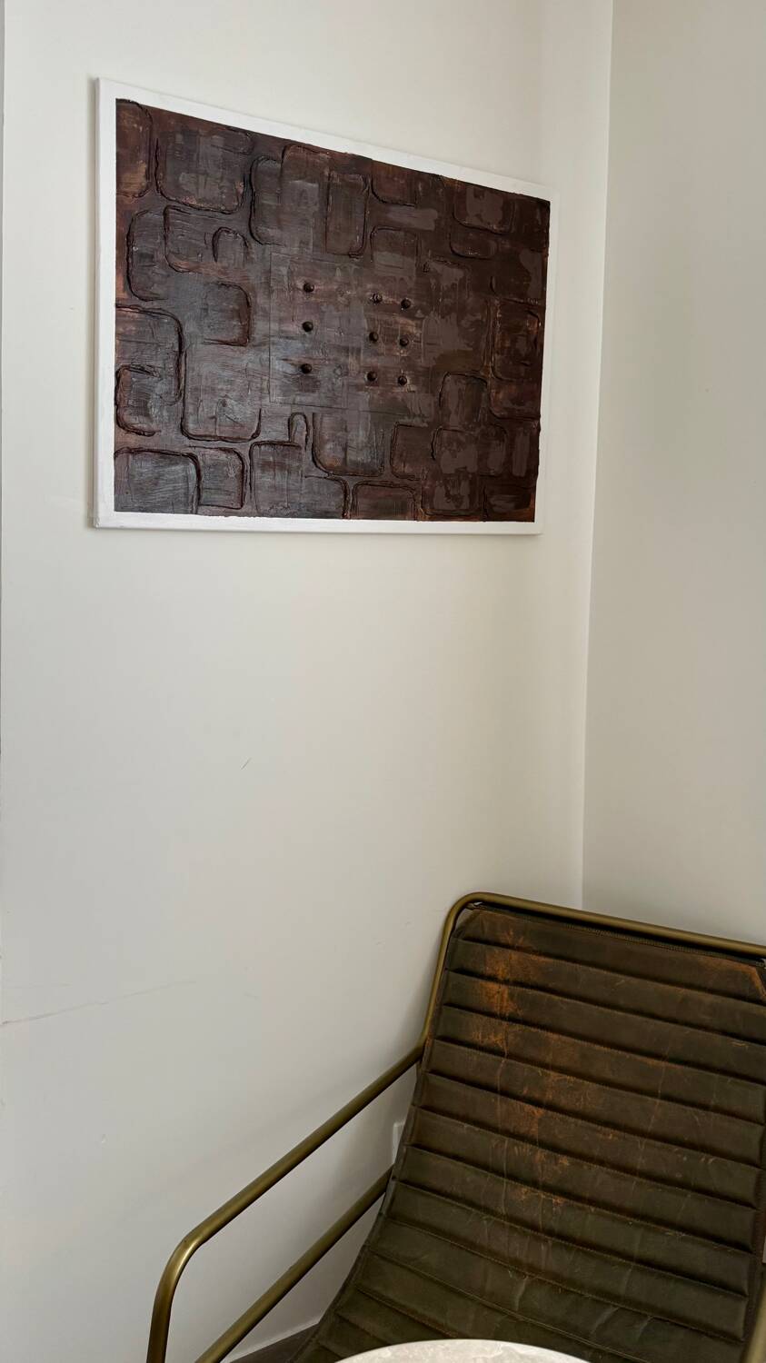 Monochrome brown table with strong relief – Wabi-Sabi spirit