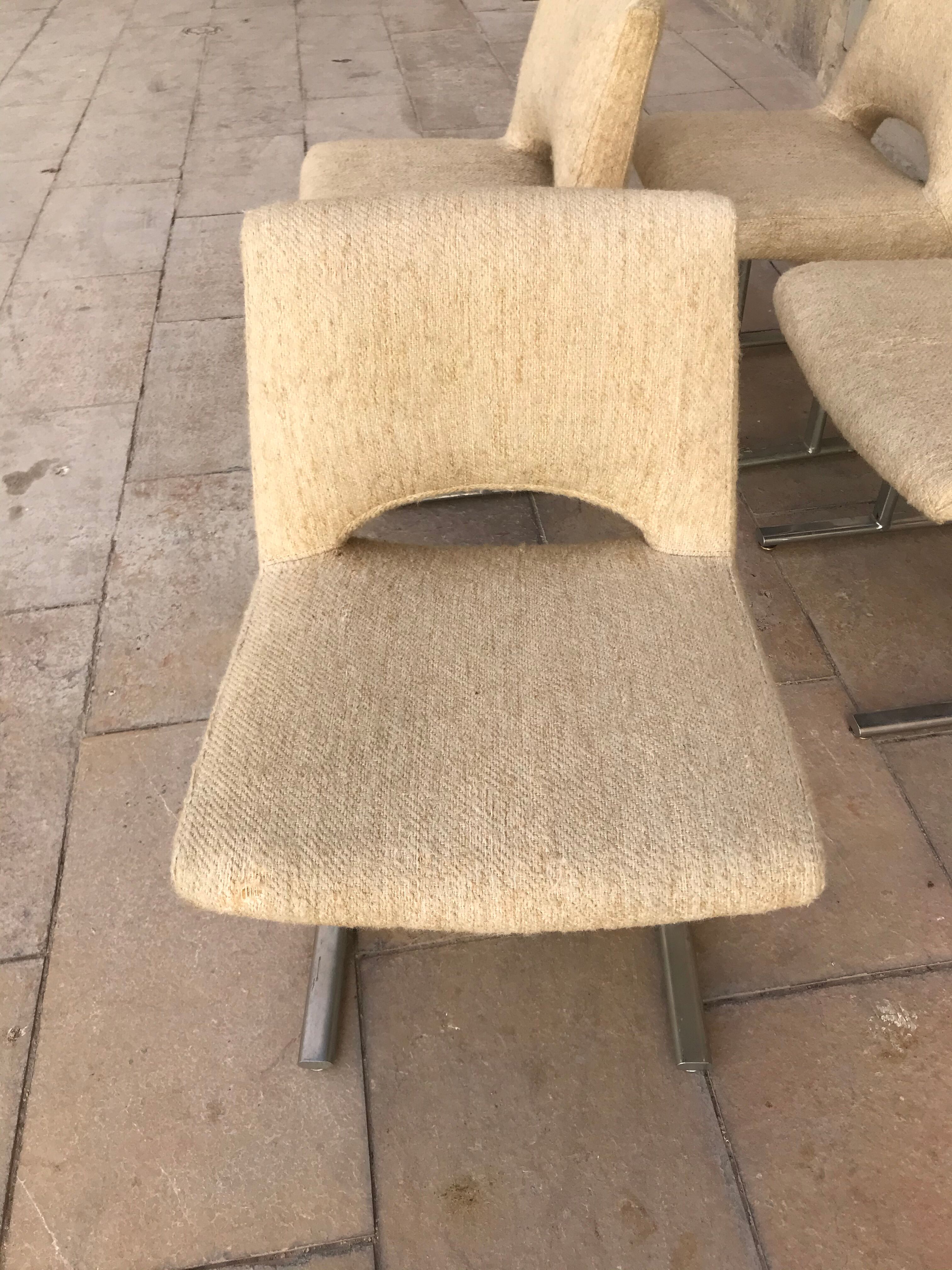 Georges Frydman's 4-chair in beige wool and m for EFA 1960