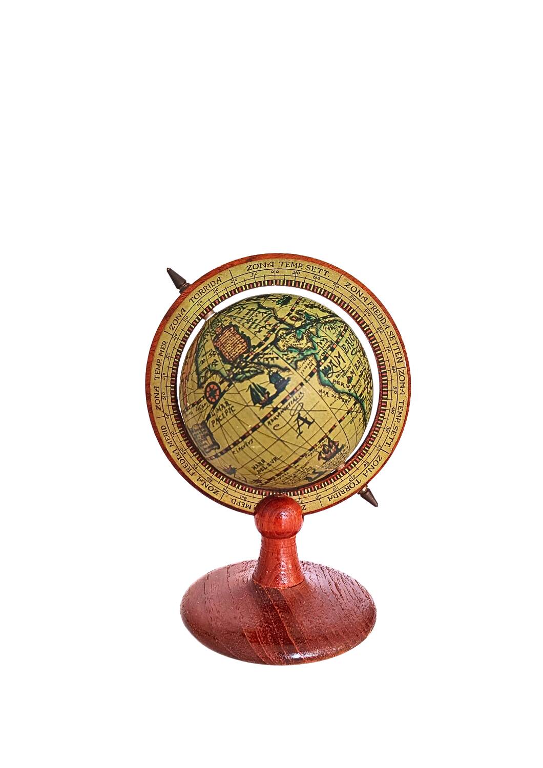 Globe terrestre en bois vintage