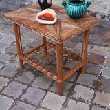 Side table, vintage 50s rattan coffee table