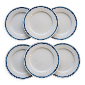 6 assiettes Lustucru - motif damier