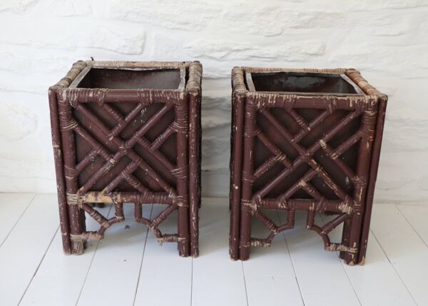 Paire De Jardinières Bambou, Style Vivai Del Sud