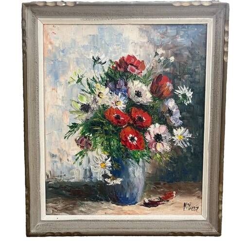 Original Antique Bouquet Flowers Oil Painting, Perfect Painting, Framed, Signed