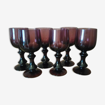 Lot de 6 verres à porto colorés vintage