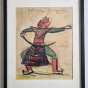 Pastel original signé de Jean Target – Danse masquée au Tibet, 30 x 40 cm