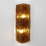 Paire d'appliques en verre de Murano ambré et laiton