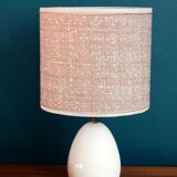 Table lamp in wool tweed and foot in cream color wood