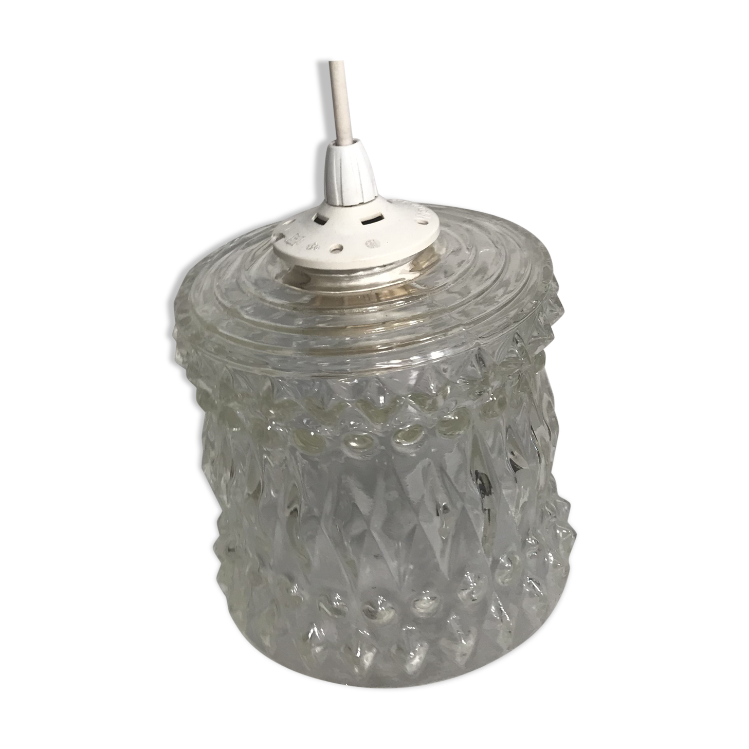 Old glass molded geometric shape 70 decoration