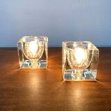Vintage German glass cube table lamps TA 14 by Peill & Putzler, 1970s, set of 2.