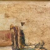 Old painting, still life with teapot and fruit, dated 1932 and signed