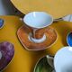 Coffee service for 6 cups "Tulip" in fine porcelain. T.E.C France. Vintage.