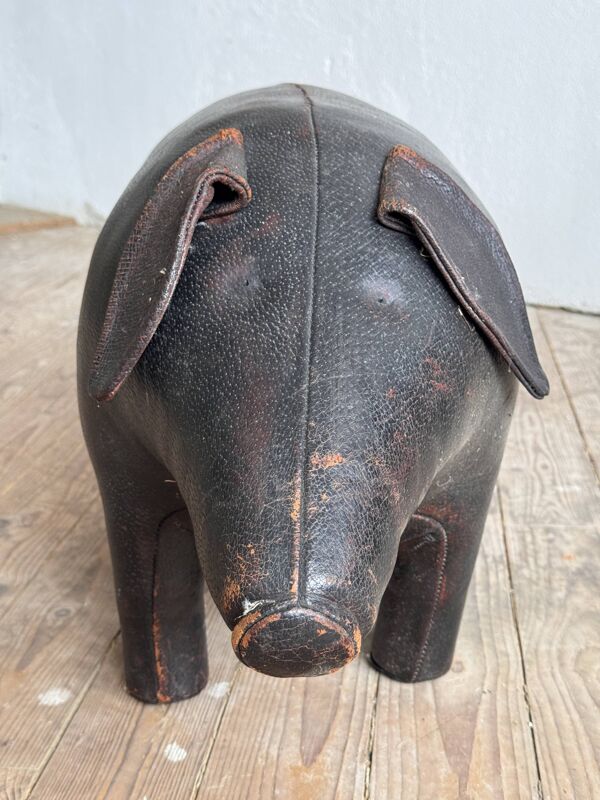Ottoman repose-pied cochon en cuir par Dimitri Omersa, Royaume-Uni 1960s