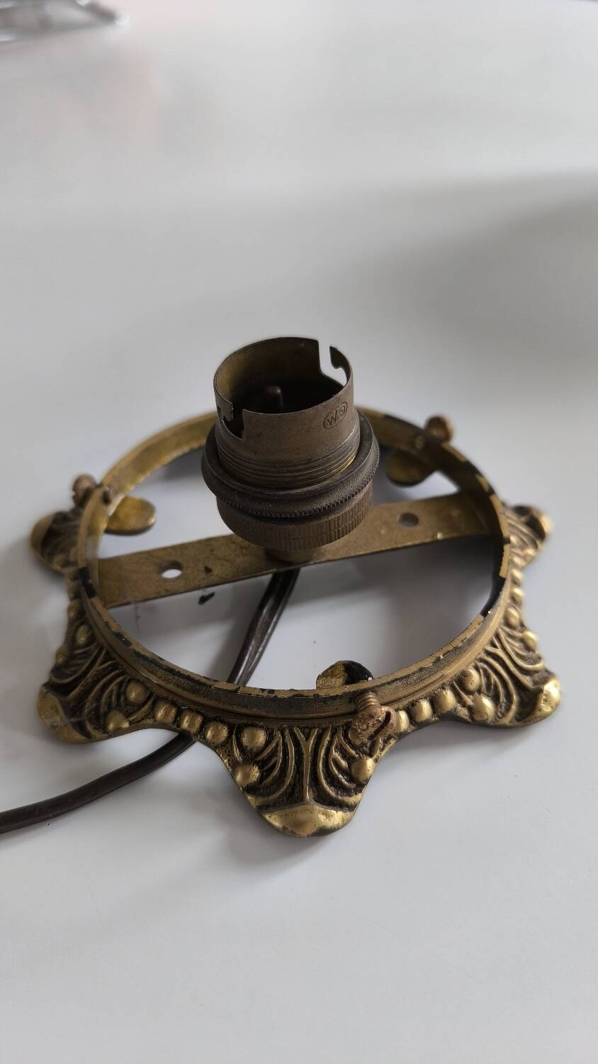 Art Deco ceiling light in frosted glass and bronze 1920